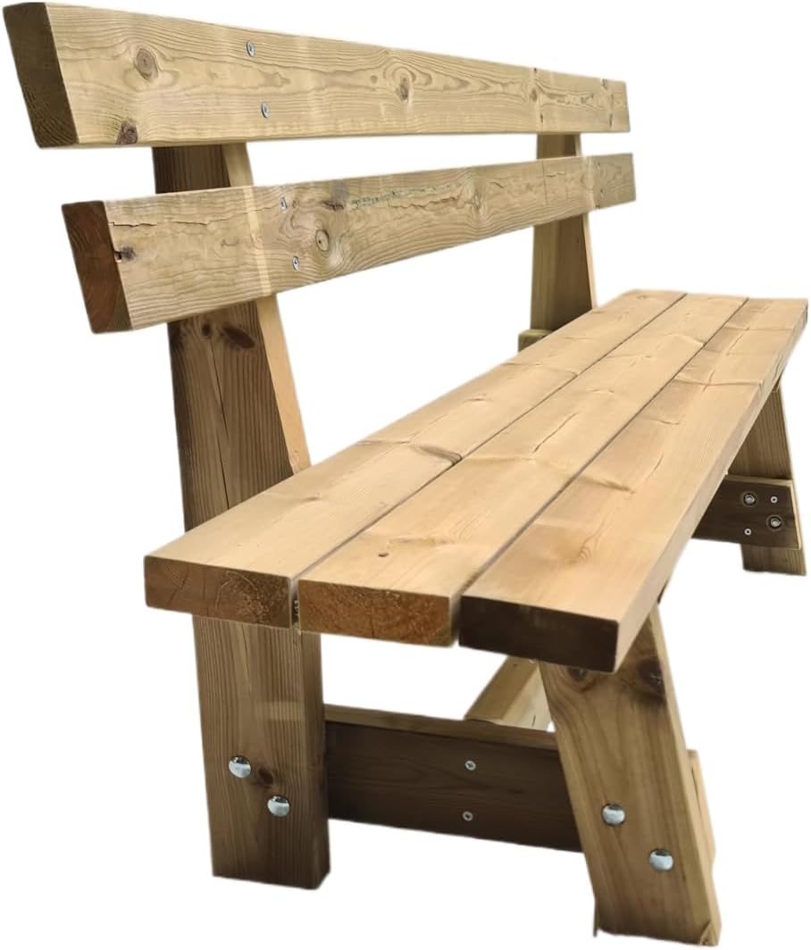MASGAMES Banc avec dossier VIC Bois traité pour l'extérieur Autoclave Niveau IV 180 cm de long