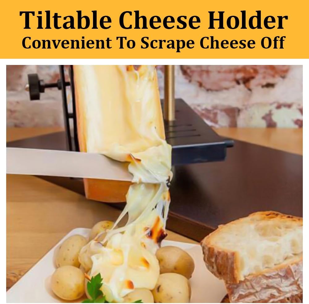 Appareil à Raclette Grille à Raclette Plaque à Raclette au Fromage Rotatif et Réglable 750W Distributeur de Fromage Nacho Angle Réglable Chauffage Rapide