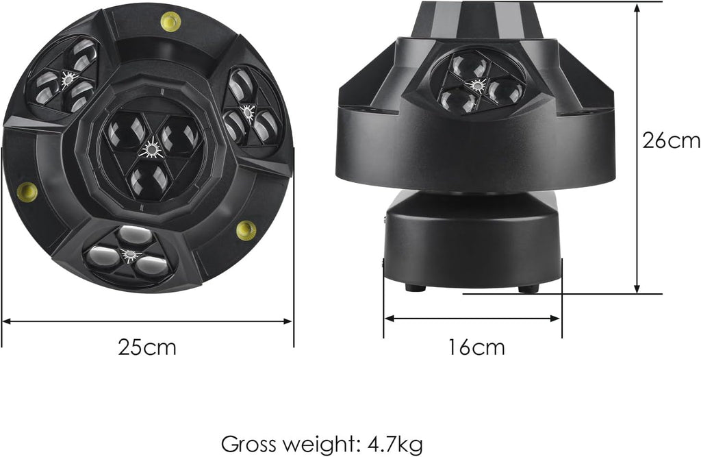 DJ Party Light, 200 W RGBW 4 en 1 LED DJ Stage Lights, DJ Lights avec rotation infinie et son activé pour mariage DJ Party et Live House