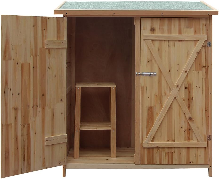 Wiltec Abri de Jardin XXL – 1380 x 655 x 1600 mm – en Bois – avec Toit en Bitume et 2 Portes – Cabane Remise pour Rangement Outils pour Jardin, Terrasse & Balcon