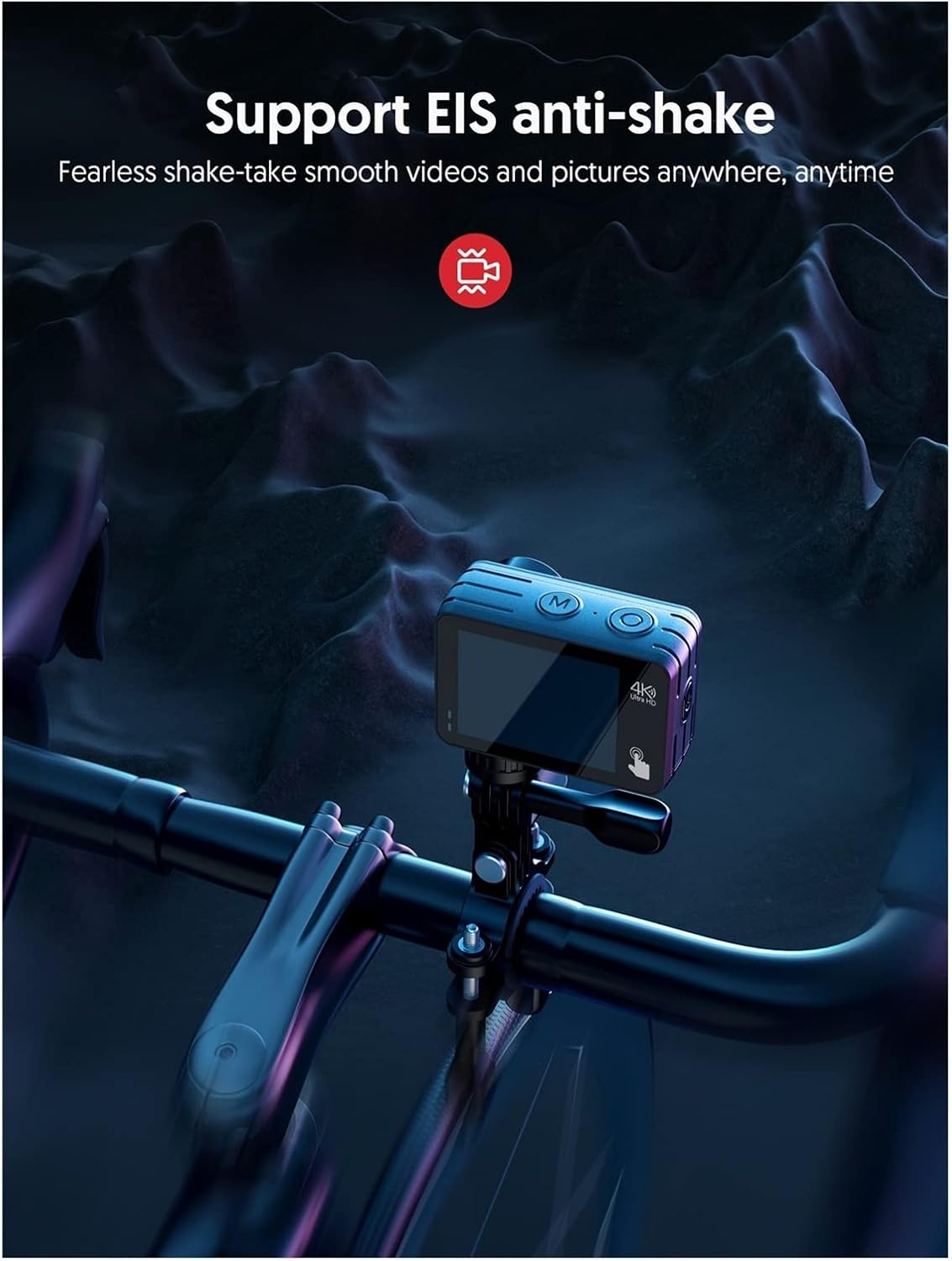 YZ-LIANG Caméra d'action Appareil Photo d'action 4K 60fps 8m Machine Nue étanche 2 0MP Écran Tactile EIS Télécommande avec Piles 1350mAh Qualité HD