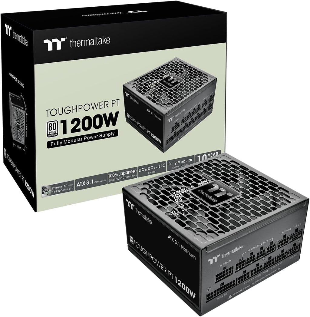 Thermaltake Toughpower PT 1200W | ATX 3.1 | PCIe 5.1 | 80Plus Platinum | Bloc d’Alimentation modulaire | Noir