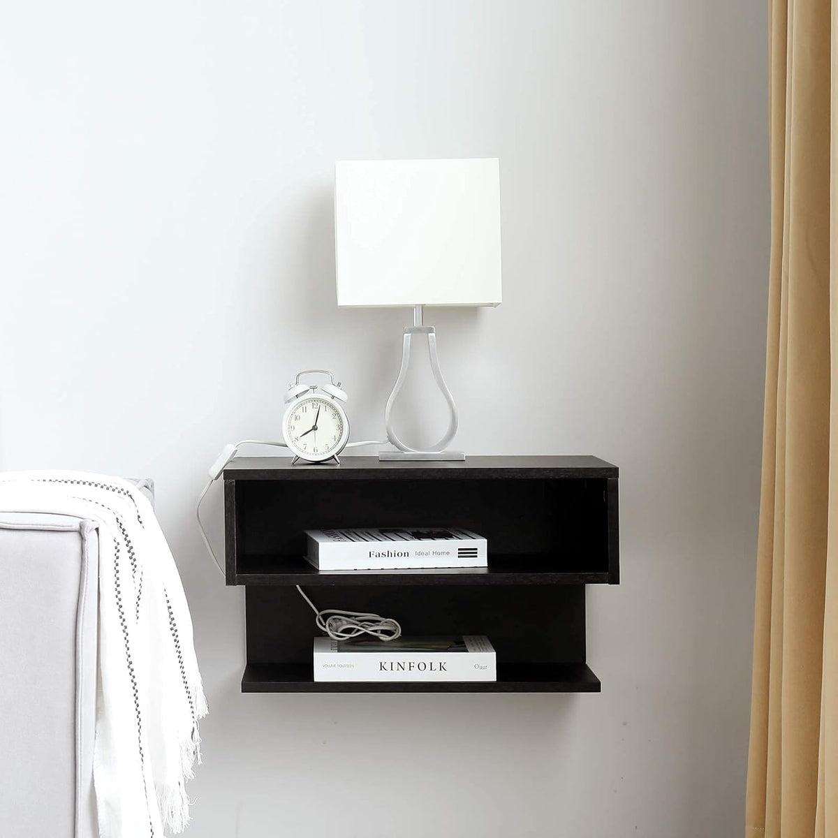 WELLAND Table de nuit flottante murale 61 cm avec tiroir, Tables de chevet pour adulte, pour salon, chambre à coucher