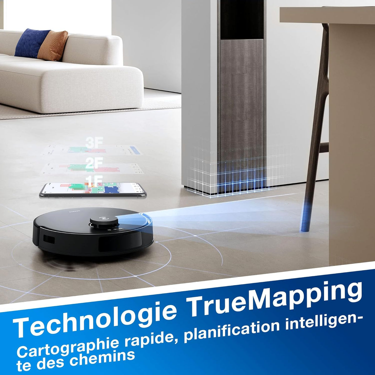 ECOVACS Aspirateur Robot DEEBOT N20 Pro Plus, Robot Aspirateur Laveur 8000Pa avec vidange Automatique poussière, Nettoyage Autonome de 45 Jours, Batterie 300 Min, Nettoyage Vibrant, Tapis, Noir