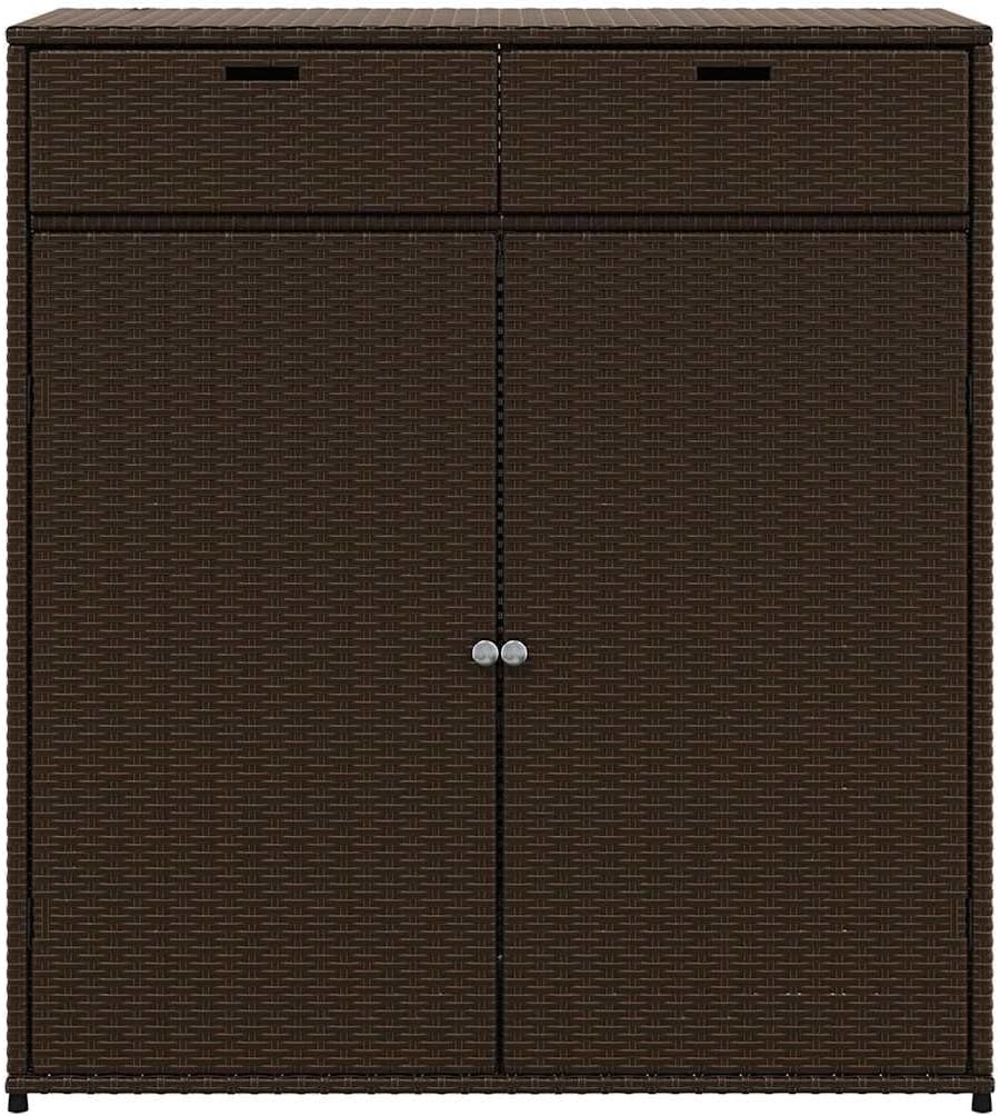 vidaXL Armoire de Rangement de Jardin, Organisateur de Terrasse avec Porte, Meuble d'Extérieur Patio Arrière-Cour, Marron Résine Tressée