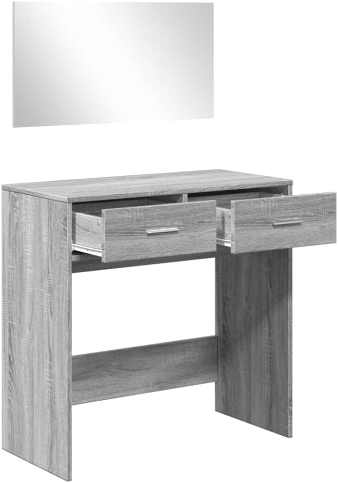 WKIEQACO Coiffeuse avec miroir gris Sonoma 80 x 39 x 80 cm Armoires et meubles de rangement pour chambre à coucher