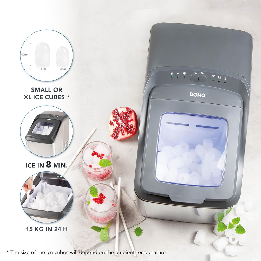 DOMO DO9247IB Machine à glaçons PRO 'Ice Maestro' - 15kg/24h - 2,8 L - inox