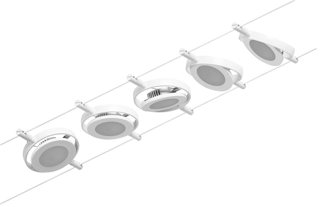 Paulmann 94416 CorDuo Kit de cordage LED RoundMac DC avec câble métallique extensible Blanc chromé 3000 K 5 x 4,5 W