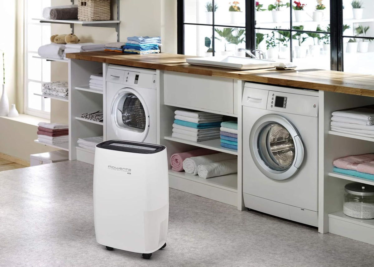 Rowenta Déshumidificateur Intense Dry Compact DH4236 16 L, avec mode de déshumidification automatique à 3 programmes, fonction Linen Dry, filtre, compact, fonctionnement silencieux