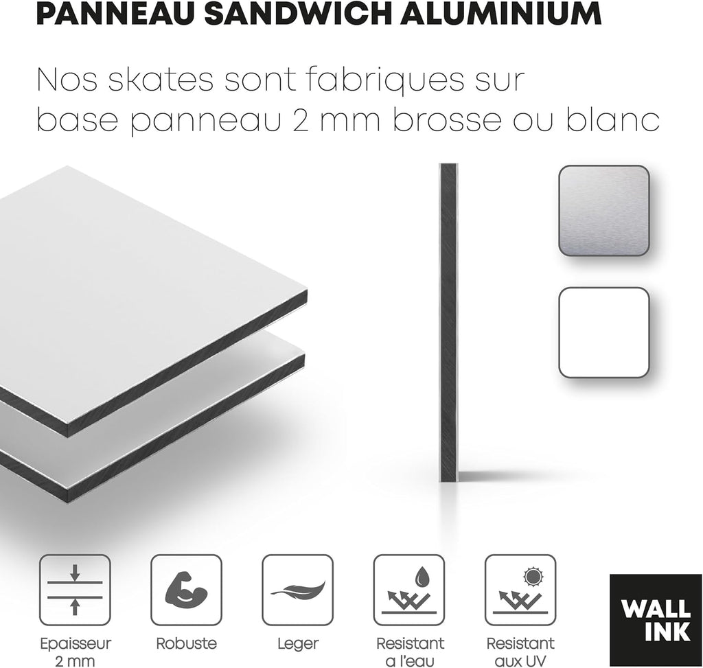 SUPER FABRIQUE Planche Alu forme Skate Board pour décoration murale, Keep Smiling inspired by Mr Brainwash, pour une déco originale (3 Planches)