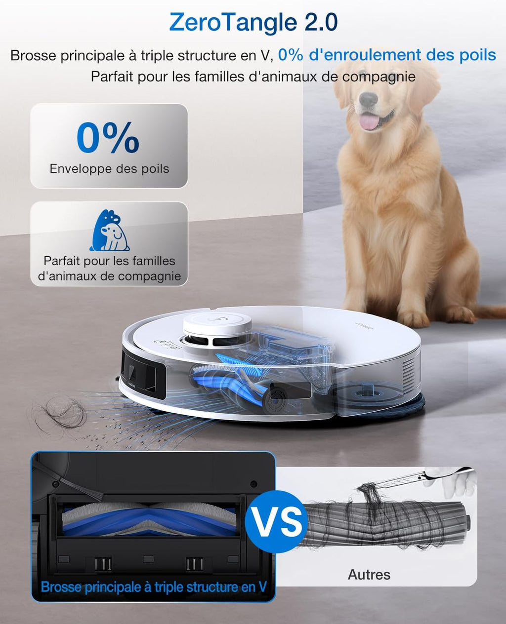 ECOVACS DEEBOT T30C Pro Omni Robot Aspirateur Laveur avec Station Omni, 12800Pa Aspiration, Brosse ZeroTangle 2.0, Nettoyage TruEdge, Auto-Vidange, Séchage 45°C, 200min Autonomie, Assistant YIKO