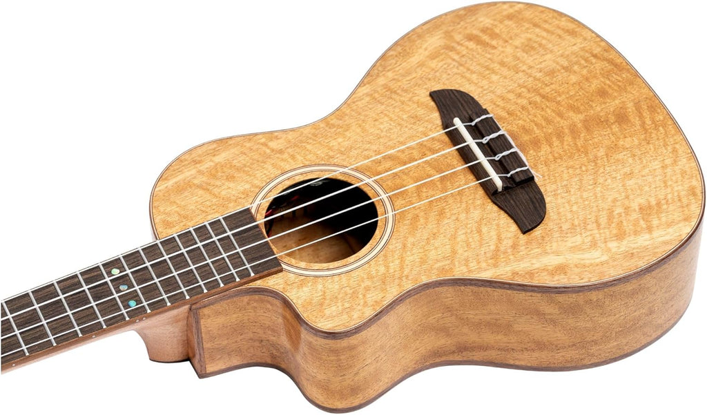 Ortega Guitars Ukulélé Concert Gaucher – Électro-Acoustique – Série Horizon – Housse Incluse – Manguier, Naturel (RUMG-CE-L)