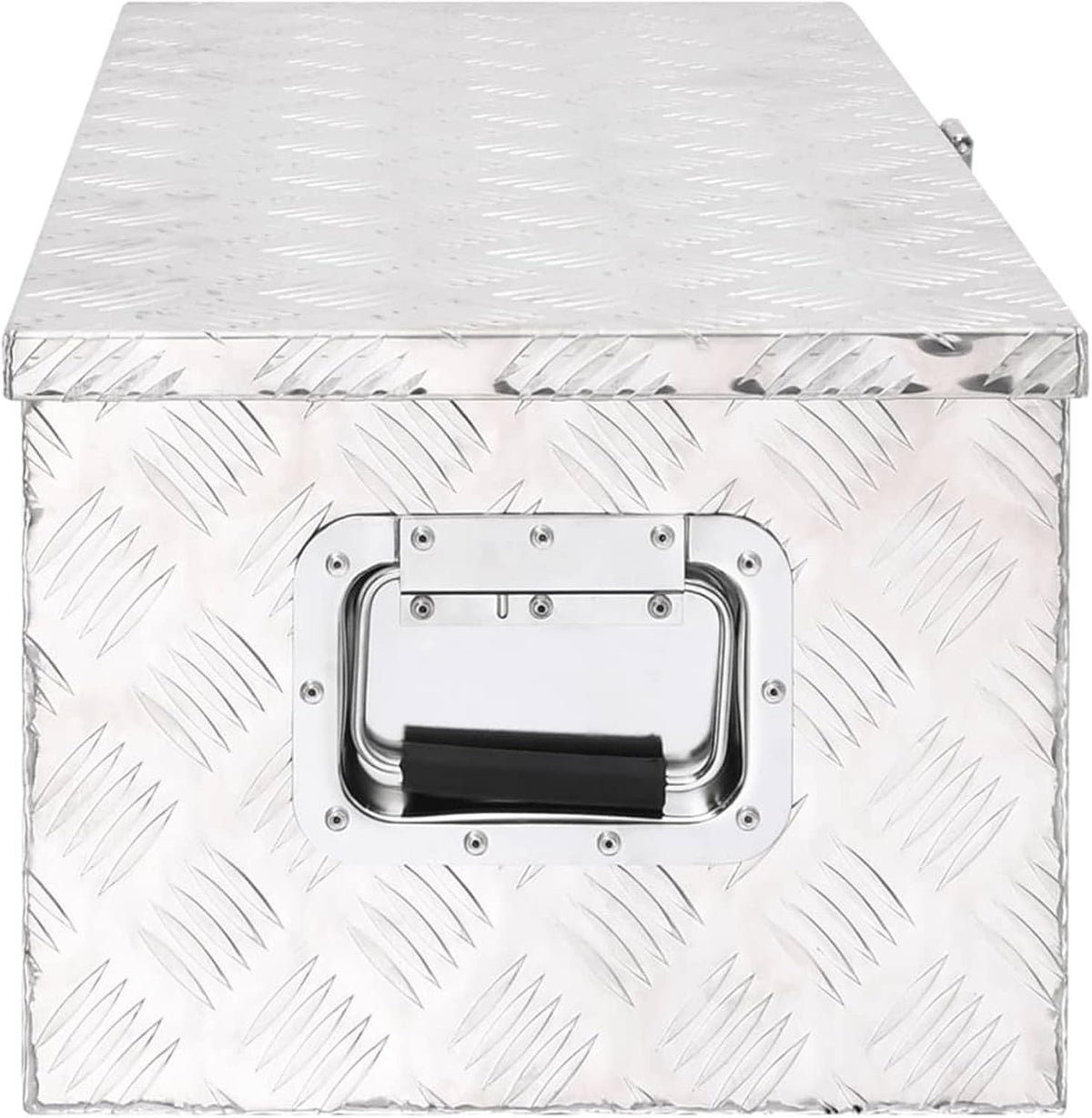 Homgoday Coffre-fort argenté 80 x 39 x 30 cm en aluminium, boîte de jardin, porte-outils de jardin, pouf d'extérieur, coffre d'extérieur
