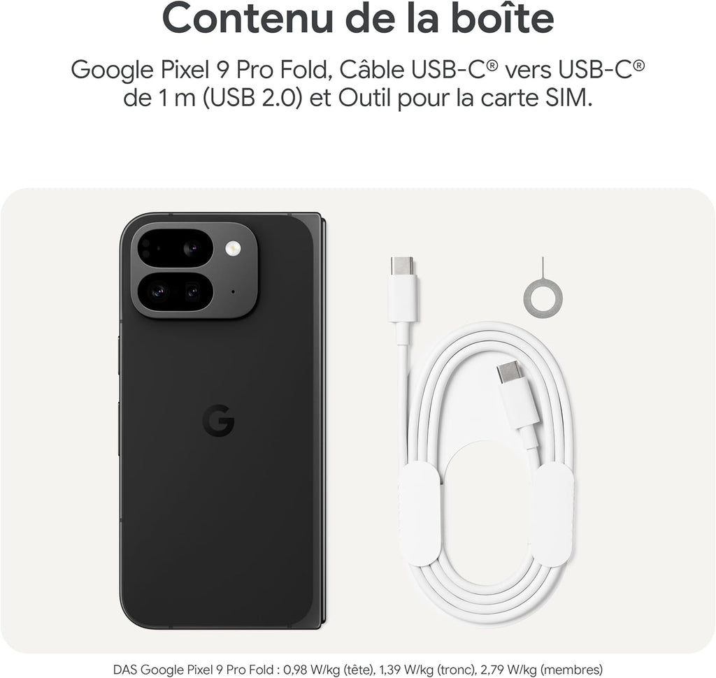Google Pixel 9 Pro Fold - Smartphone Android débloqué avec Gemini - Triple Appareil Photo arrière avancé - Écran Pliable - Vidéo en Mode Mains Libres - Noir Volcanique, 256GB