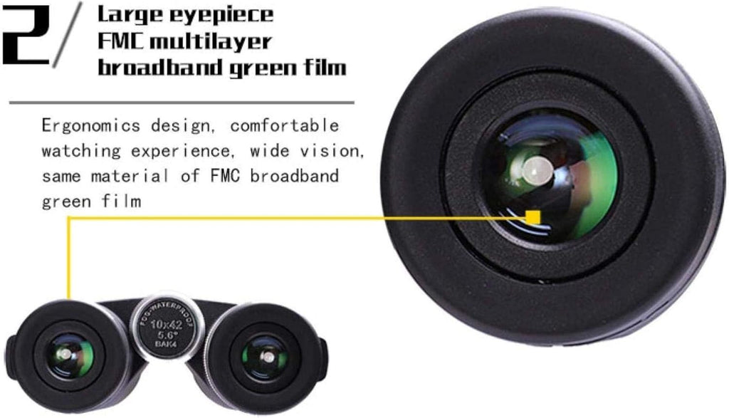 Jumelles Haute Puissance, Jumelles étanches 10X42 Ipx7 Bak4 Prisme Optique télescope Haute Puissance pour Le Camping extérieur 10X42 pour intérieur/extérieur