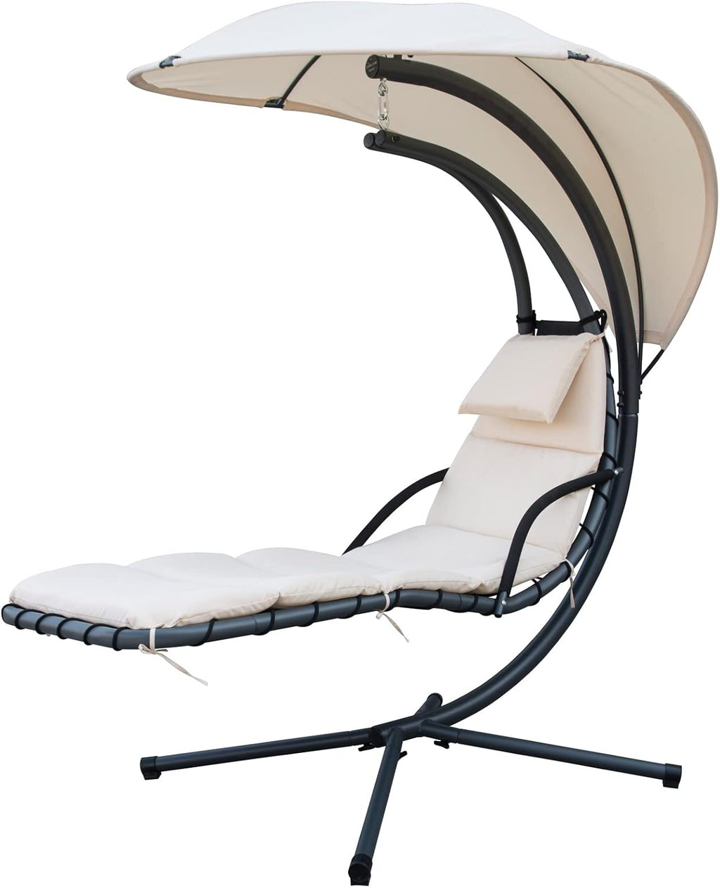 Gardenia Hamac Fauteuil Chaise Longue Suspendue à Bascule avec Pare-Soleil Kelly Beige
