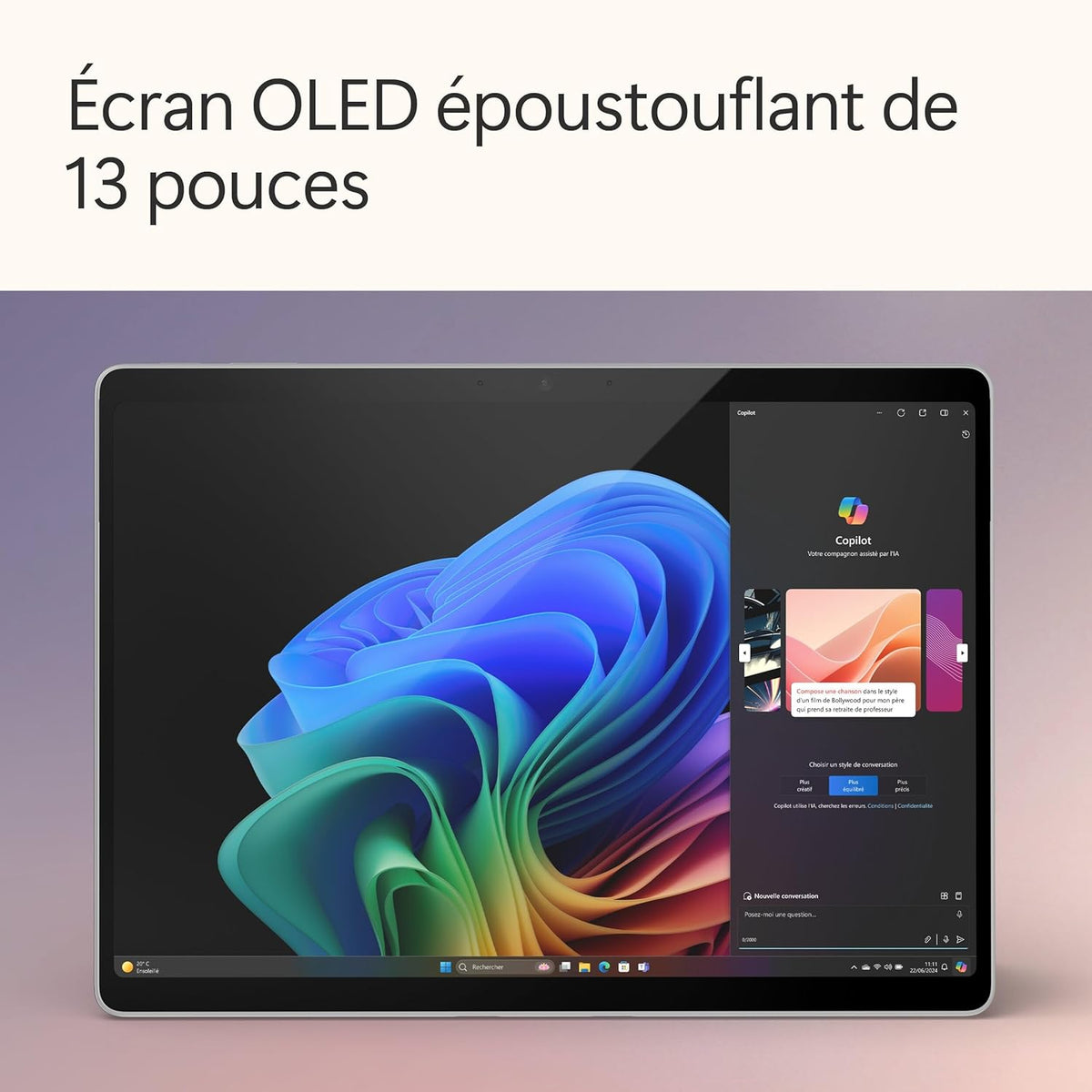 Microsoft Surface Pro (Chargeur Non Inclus) | Copilot+ PC | Ecran Tactile OLED 13 | Snapdragon® X Elite | 16Go RAM | SSD 512To | Dernier Modèle, 11ème Edition | Platine