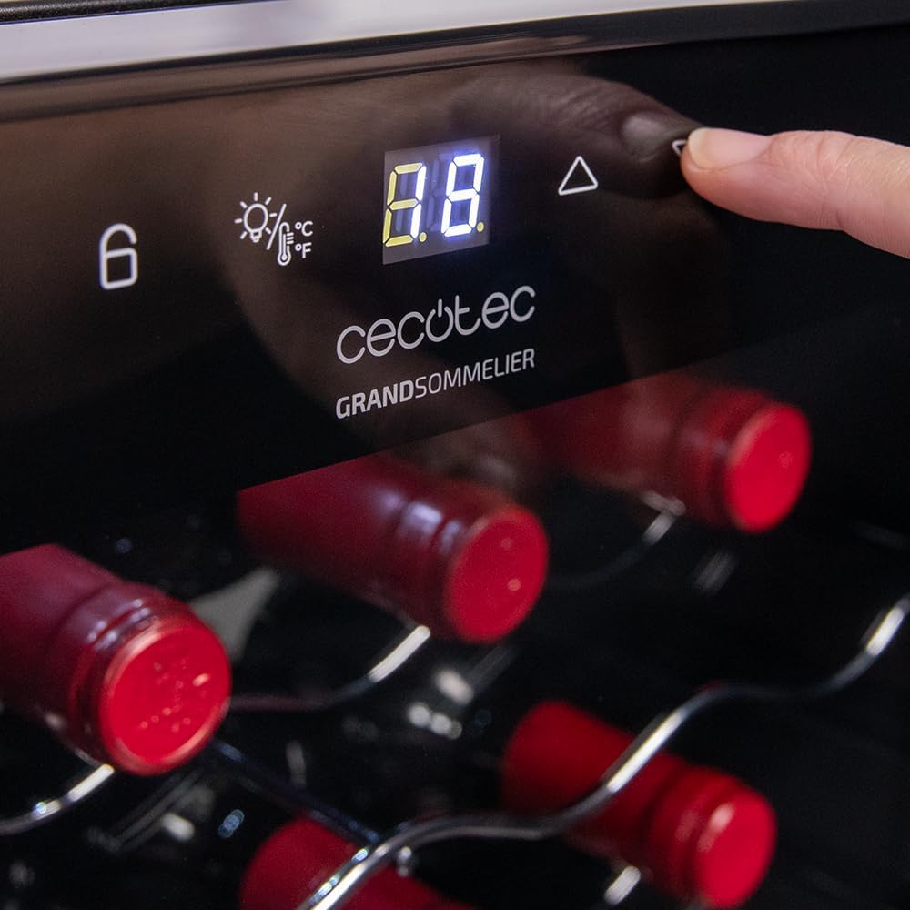 Cecotec Cave à vin 34 bouteilles Bolero grandsommelier 34030 black compressor, 80 L, Refroidissement par compresseur, Température réglable de 5 à 18°C, Commande tactile, Affichage, LED intérieur.