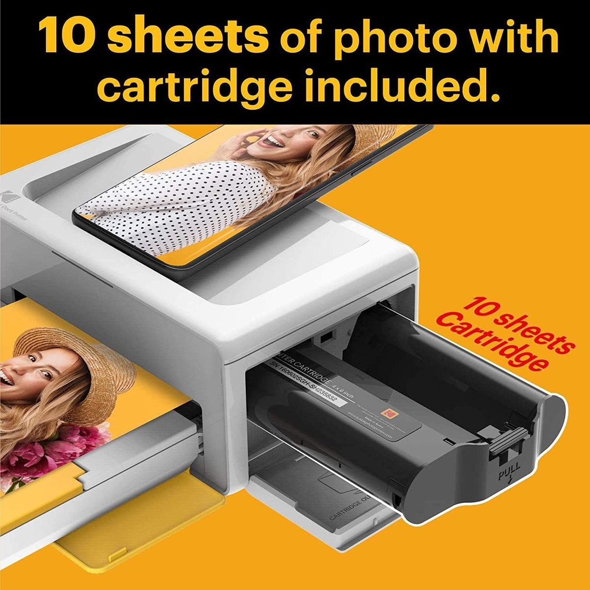 KODAK PD460 - Couleur Imprimante Photo 10x15 cm - Bluetooth & Docking - Blanc & Noir