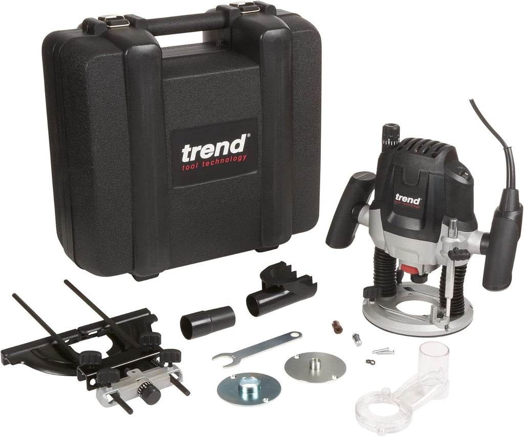 Trend Défonceuse plongeante 12 mm à vitesse variable, 2100W, 230V EU, profondeur de plongée 50 mm, défonceuse pour usages multiples, T7EK/EURO