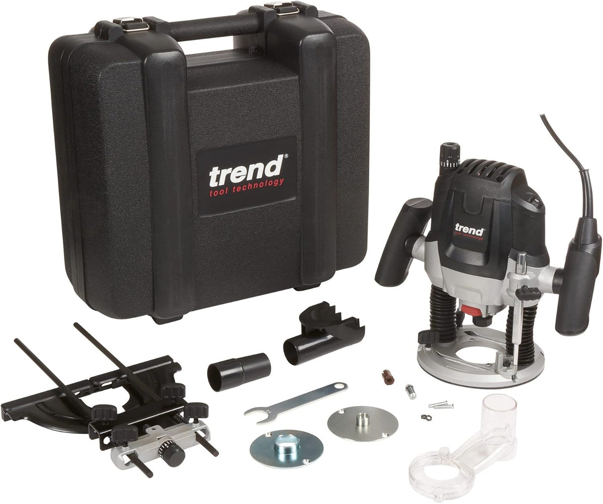 Trend Défonceuse plongeante 12 mm à vitesse variable, 2100W, 230V EU, profondeur de plongée 50 mm, défonceuse pour usages multiples, T7EK/EURO