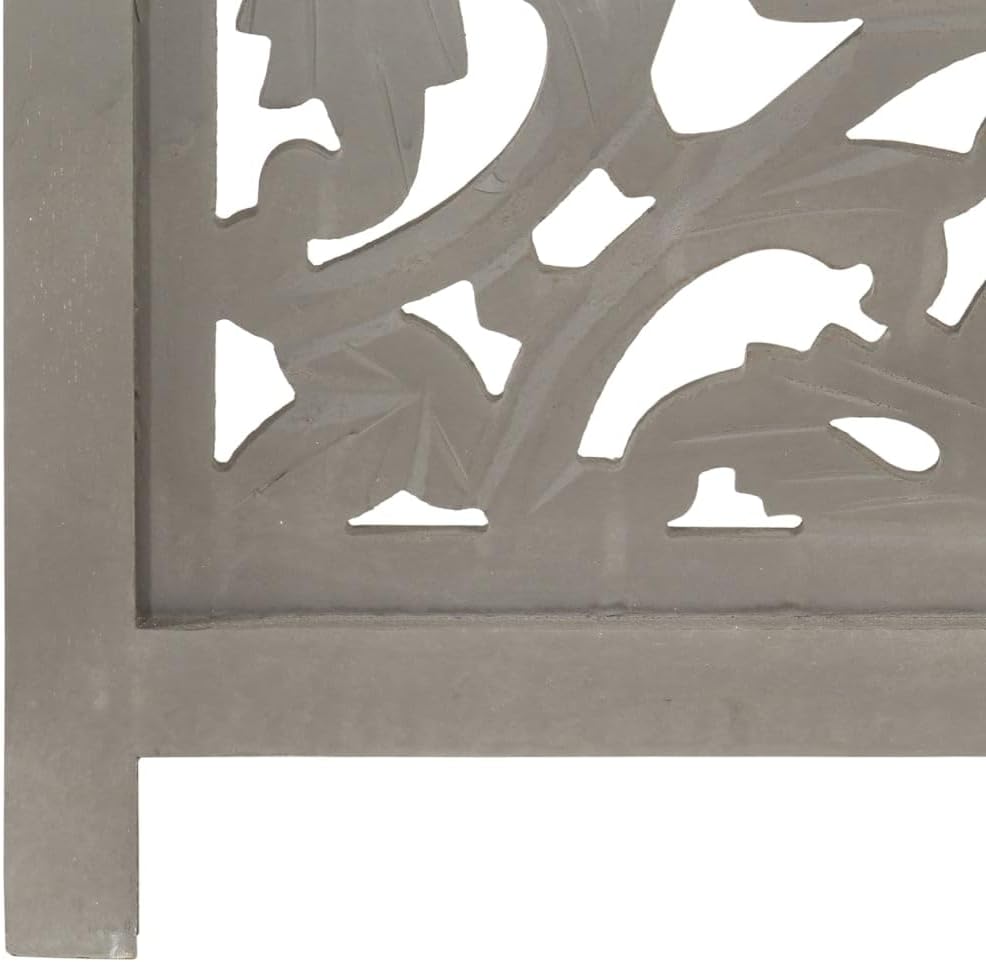 Paravent intérieur 3 Panneaux Pliables, Séparateur de pièce, Ecran d'Intimité Paravent Chambre à Coucher Maison Balcon, Gris 120x165 cm Bois manguier