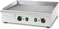vertes Plancha Électrique Professionnelle 4400W en Acier Inoxydable Surface de Gril avec Rainures 74x41cm, 2x Thermostat, 2x Température 50-300C, Protection Contre les Éclaboussures