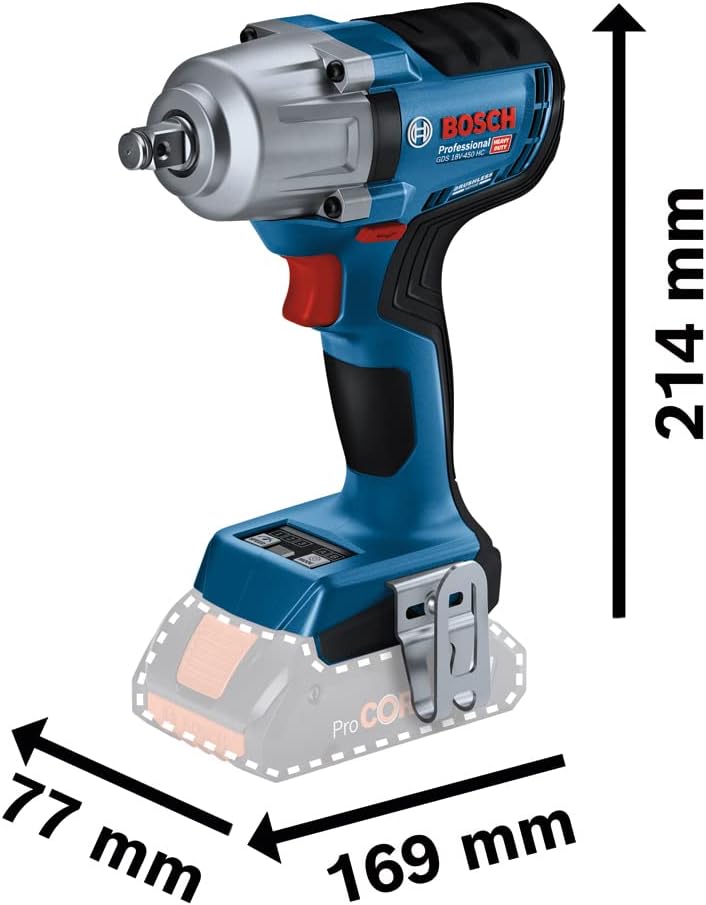 Bosch Professional 18V System visseuse à chocs sans-fil GDS 18V-450 HC (couple de serrage 450 Nm, couple de décollement 800 Nm)