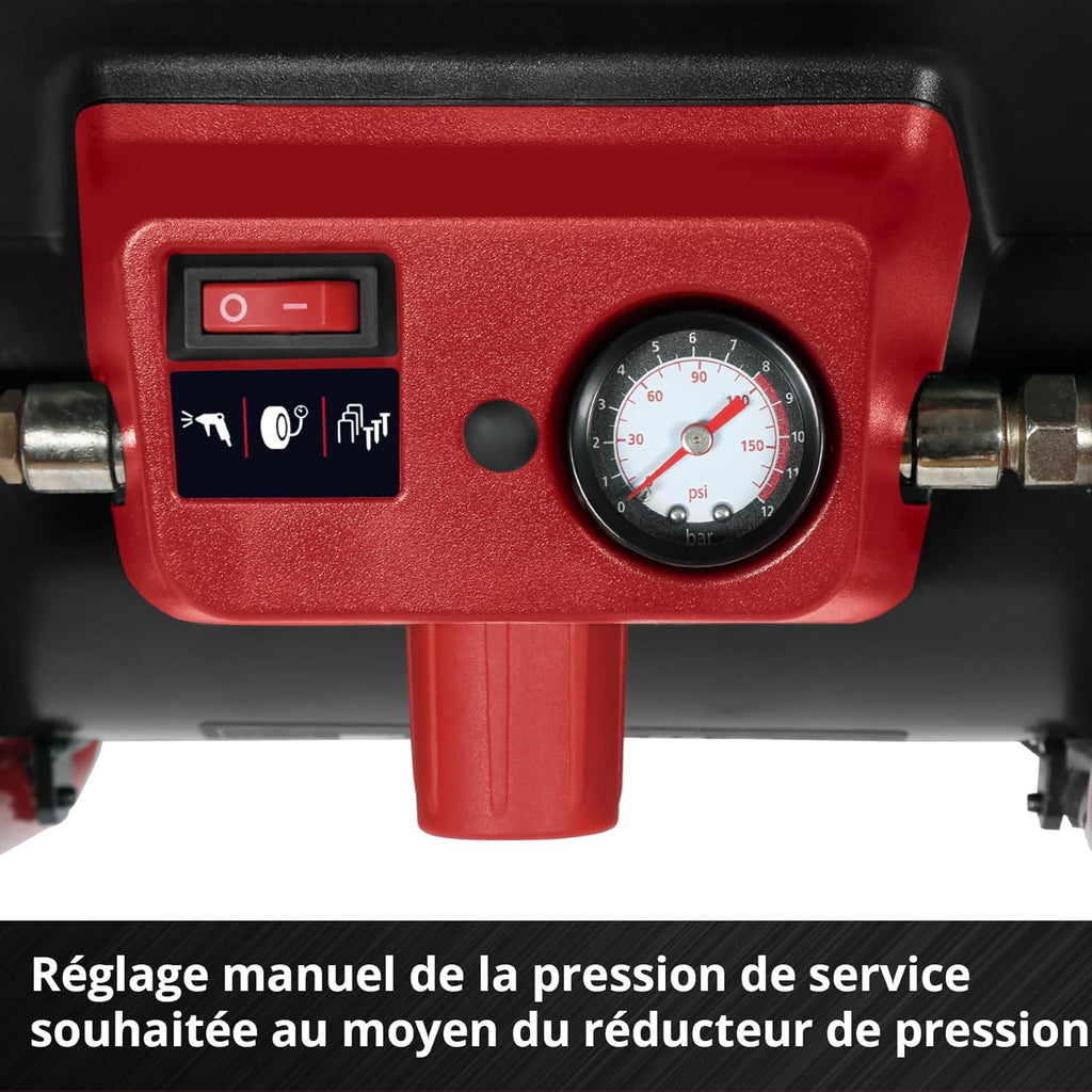 Einhell Compresseur sans fil TE-AC 36/150 Li OF-Solo Power X-Change (36 V, 8 bar max, cuve de 6 L, capacité de pompage de 150 L/minute) Livré sans batterie ni chargeur