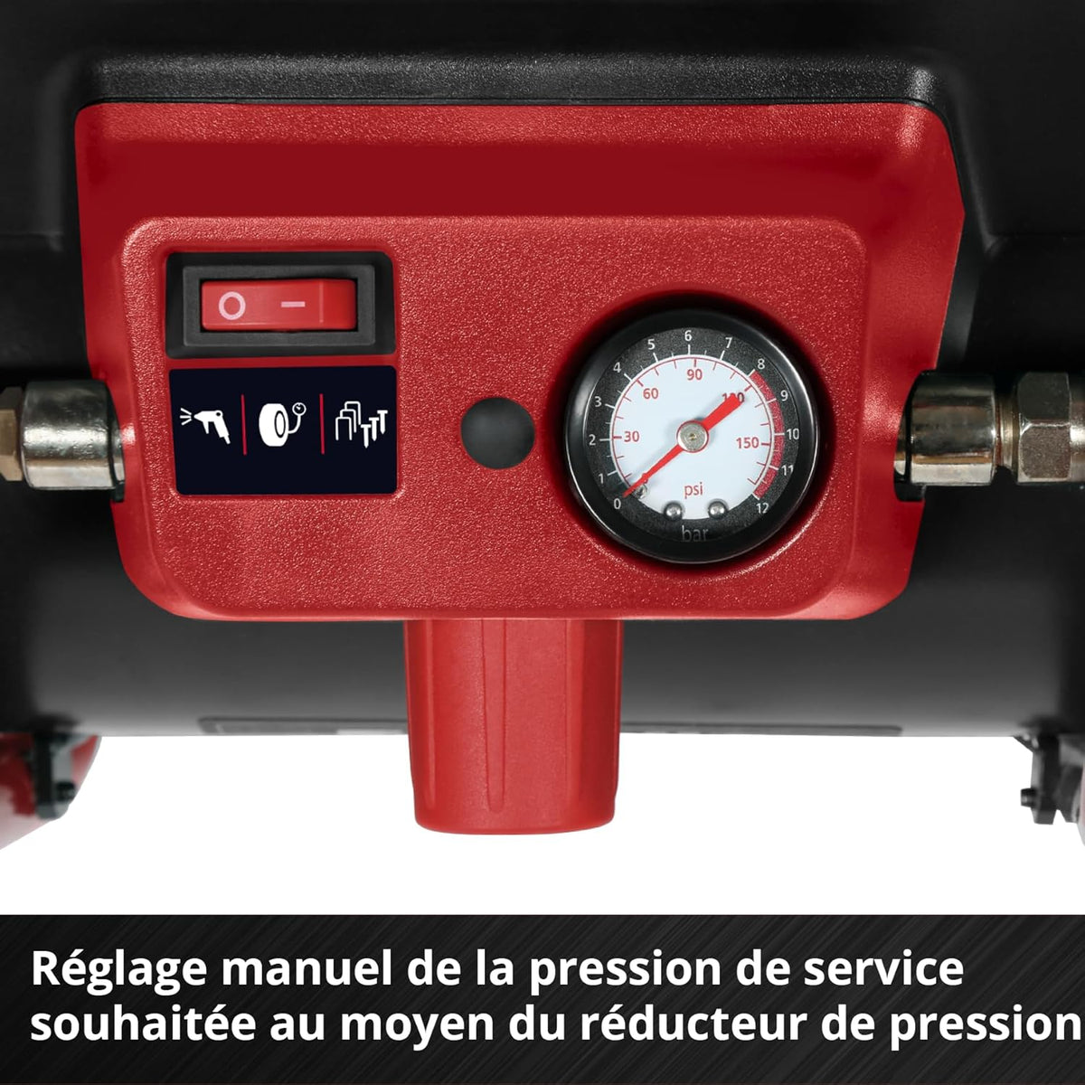 Einhell Compresseur sans fil TE-AC 36/150 Li OF-Solo Power X-Change (36 V, 8 bar max, cuve de 6 L, capacité de pompage de 150 L/minute) Livré sans batterie ni chargeur