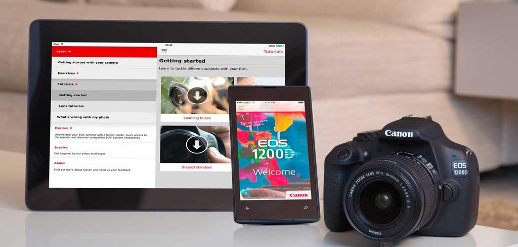 Canon EOS 1200 D, appareil photo reflex numérique avec objectif EF-S 18–55 mm f/3. 5–5.6 III objectif
