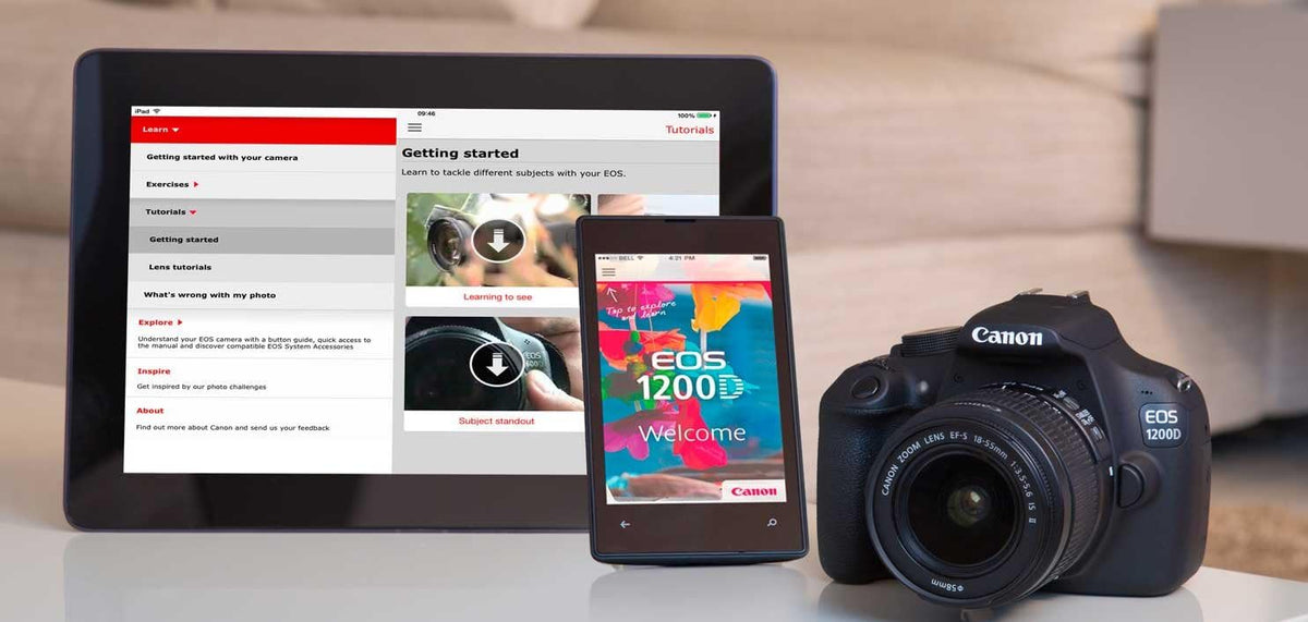 Canon EOS 1200 D, appareil photo reflex numérique avec objectif EF-S 18–55 mm f/3. 5–5.6 III objectif