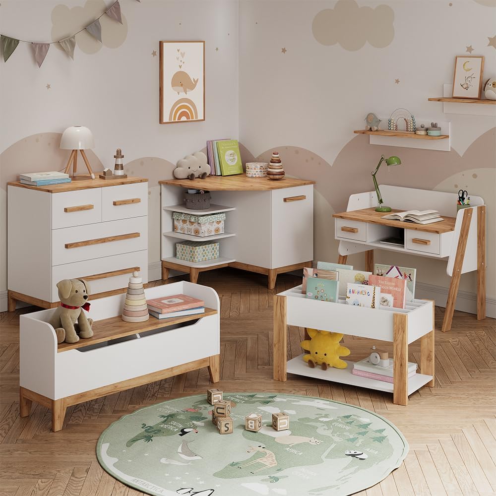 VitaliSpa Armoire pour Enfants Malia, Blanc/Artisan, 70x120cm