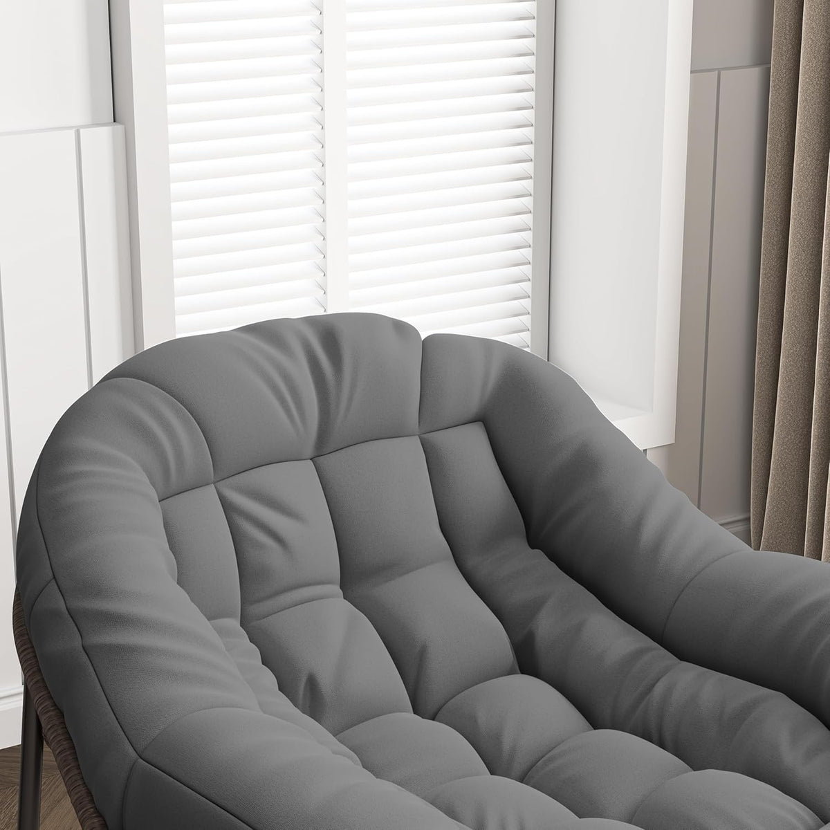 BestAlice Chaise à Bascule d'extérieur avec Coussins, Fauteuil a Bascule Exterieur Interieur en rotin, Fauteuil de Jardin Exterieur avec Coussins en Tissu rembourré pour Porche, Jardin