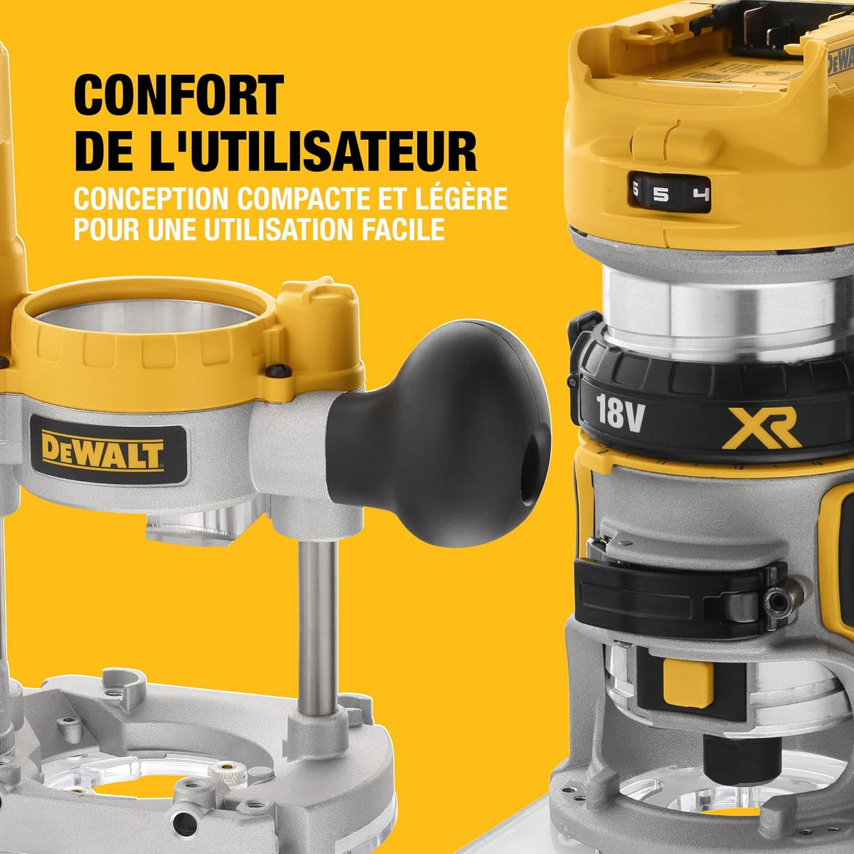 Affleureuse Défonceuse Compacte Brushless XR 18V 1/4" (8mm), avec coffret TSTAK, livré sans batterie, DCW604NT-XJ