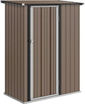 Outsunny Abri de Jardin 1 m² - abri à Outils - cabanon Porte verrouillable - dim. 142L x 84 x 189H cm - Acier galvanisé Marron