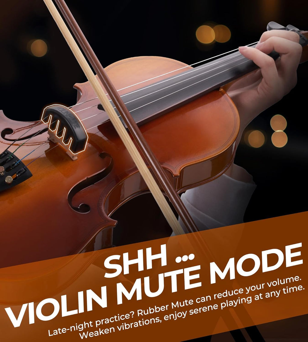 Vangoa Ensemble de violon acoustique 4/4 fabriqué à la main avec planche latérale en bois massif, étui rigide léger pour débutants, adolescents, à partir de 12 ans, adultes, droitier