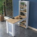 Dmora - Table Fixe Talitha, étagère de Cuisine, Console pour Salle à Manger, étagère rectangulaire Fixe, 120x54h154 cm, Noyer et Blanc