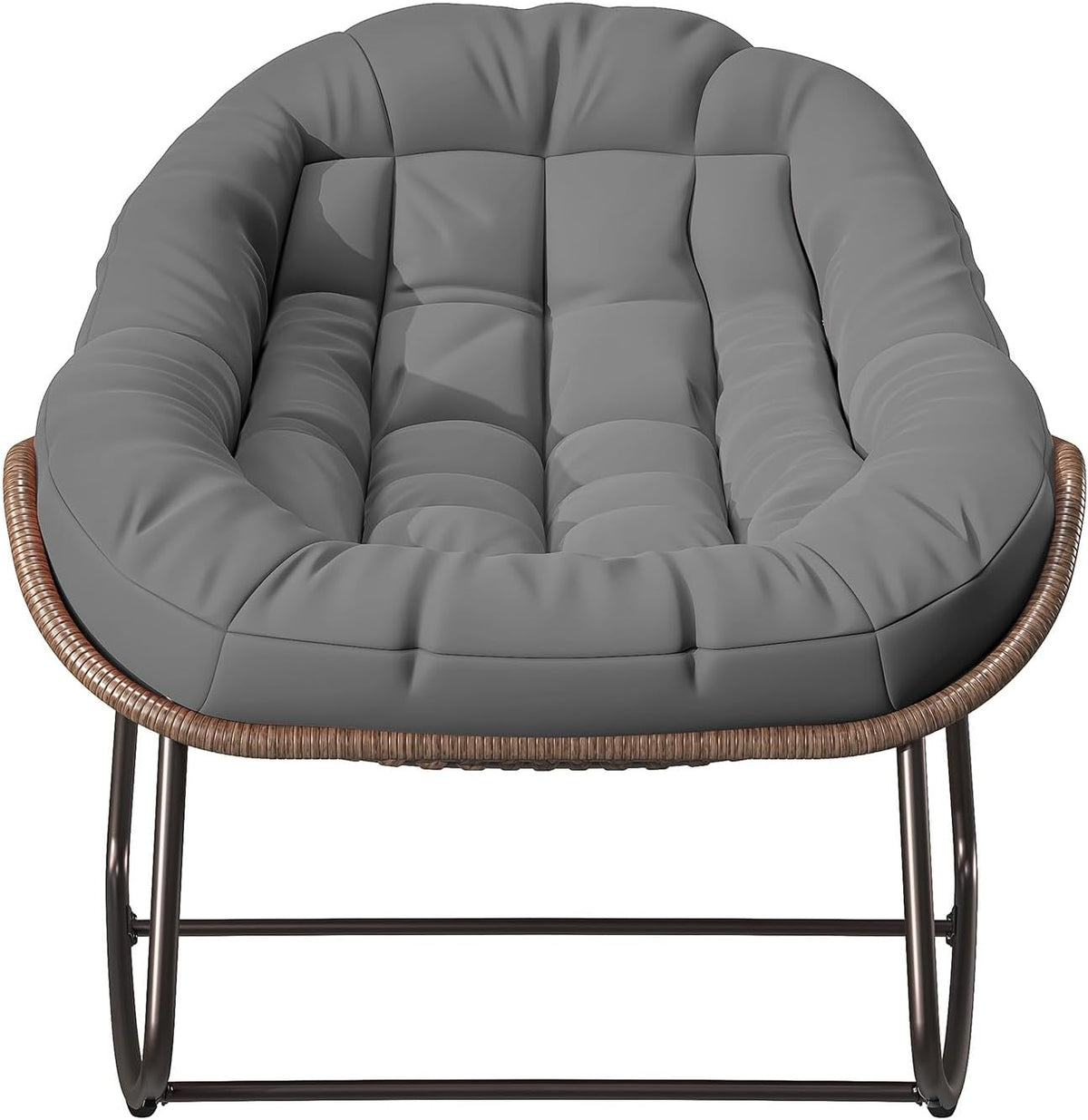 BestAlice Chaise à Bascule d'extérieur avec Coussins, Fauteuil a Bascule Exterieur Interieur en rotin, Fauteuil de Jardin Exterieur avec Coussins en Tissu rembourré pour Porche, Jardin