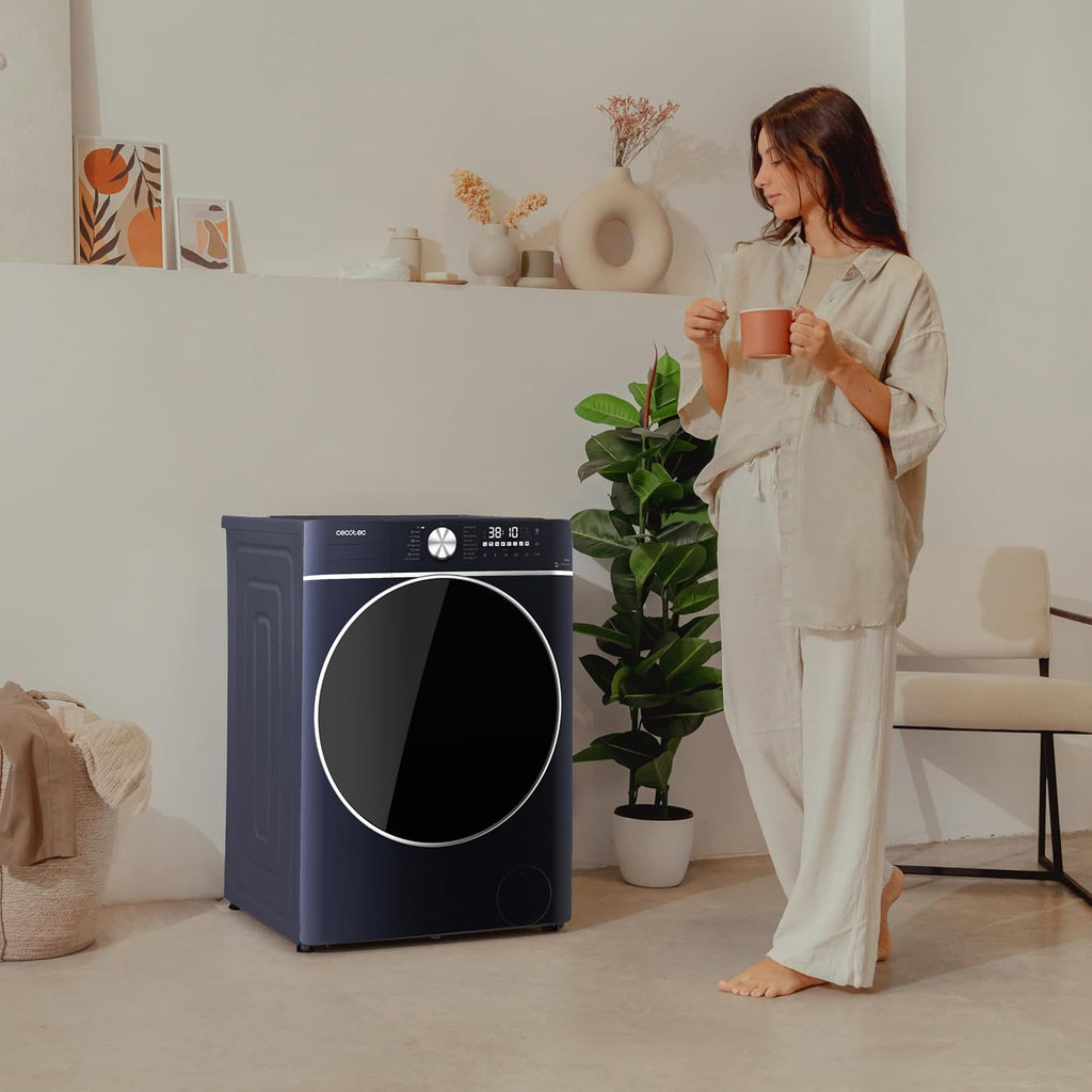 Cecotec Lave-linge Séchant 8-5Kg Chargement Frontal Bolero Wash&Dry 8580 Inverter Ice Blue A 1400RPM, 16 Programmes, Moteur Inverter Plus, SteamMax, OnSmart, Smooth Wash, SpaCare, Joint antibactérien