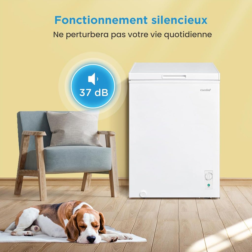RCC146WH2EU(E) Congélateur coffre autonome 143L convertible congélateur/réfrigérateur, compresseur inverter, 4 étoiles, adapté aux dépendances, garages et abris, blanc [Classe énergétique E]
