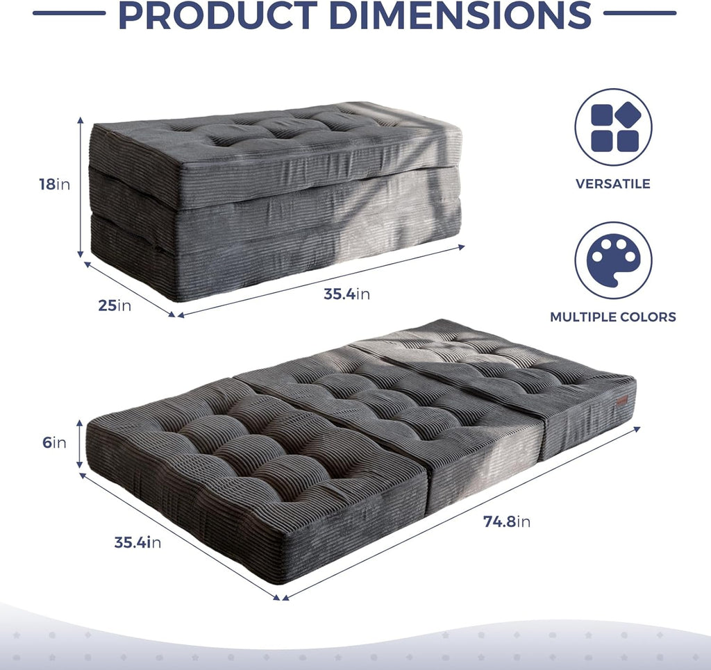 MAXYOYO Matelas Pliable 2 Places, Épaisseur 15cm Matelas Pliant pour Futon Convertible Canapé-lit Portable, Invités Lit d'Appoint, 135x190
