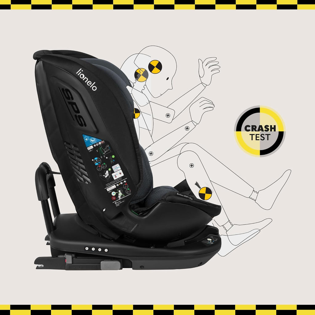 LIONELO Bastiaan RWF i-Size Siège Auto Pivotant 360° 0-36kg, Montage Face et Dos à la Route, ISOFIX, TopTether, Réglage de l'Appui-tête, de la Ceinture de Sécurité et du Dossier
