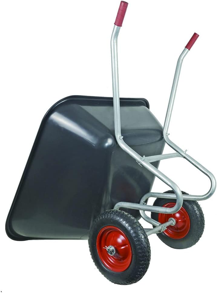 Vigor Brouette avec 2 roues, caisse noire en plastique, capacité 240 lt