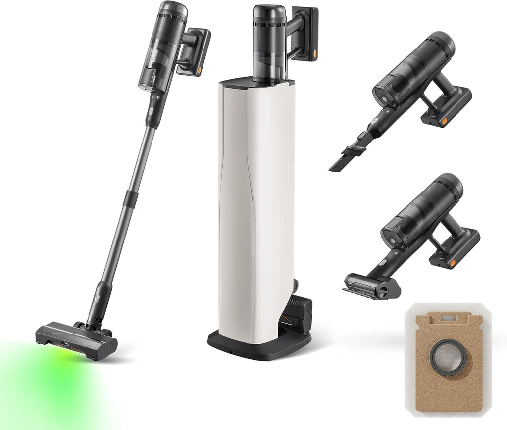 roborock H60 Hub Ultra Aspirateur Balai sans Fil avec Station Auto-Vide, 210AW, 90Min d’Autonomie, Brosse Anti-Enroulement, Détection Poussière LED 140°, Accessoires Tous Sols