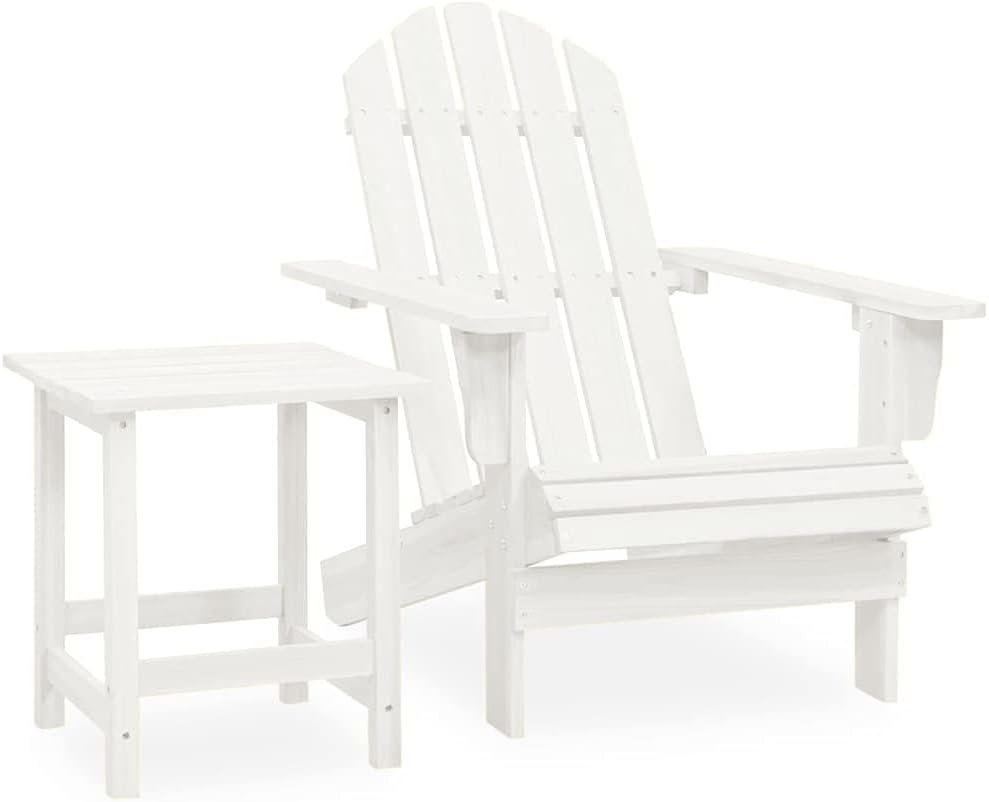 AJJHUUKI Ensemble de meubles d'extérieur - Chaise de jardin Adirondack avec table en bois de sapin massif Blanc
