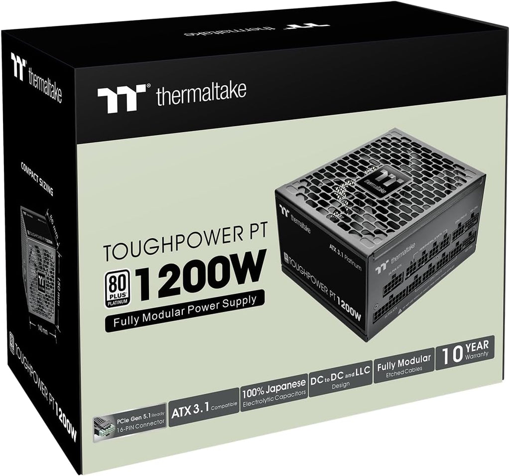 Thermaltake Toughpower PT 1200W | ATX 3.1 | PCIe 5.1 | 80Plus Platinum | Bloc d’Alimentation modulaire | Noir