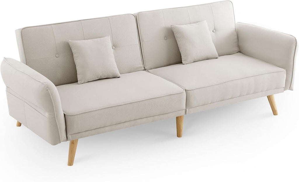 DecoInParis Canapé clic clac 3 Places en Tissu Beige Chili