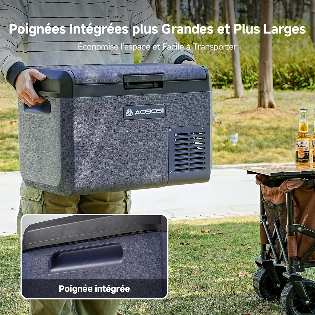 AAOBOSI Glaciere Electrique: 25L Glaciere a Compression, -20℃ à 20℃ Frigo Compression 12v, Glaciere Electrique 12v 220v pour Voiture, Camion, Camping-Car, Bateau et Prise de Co
