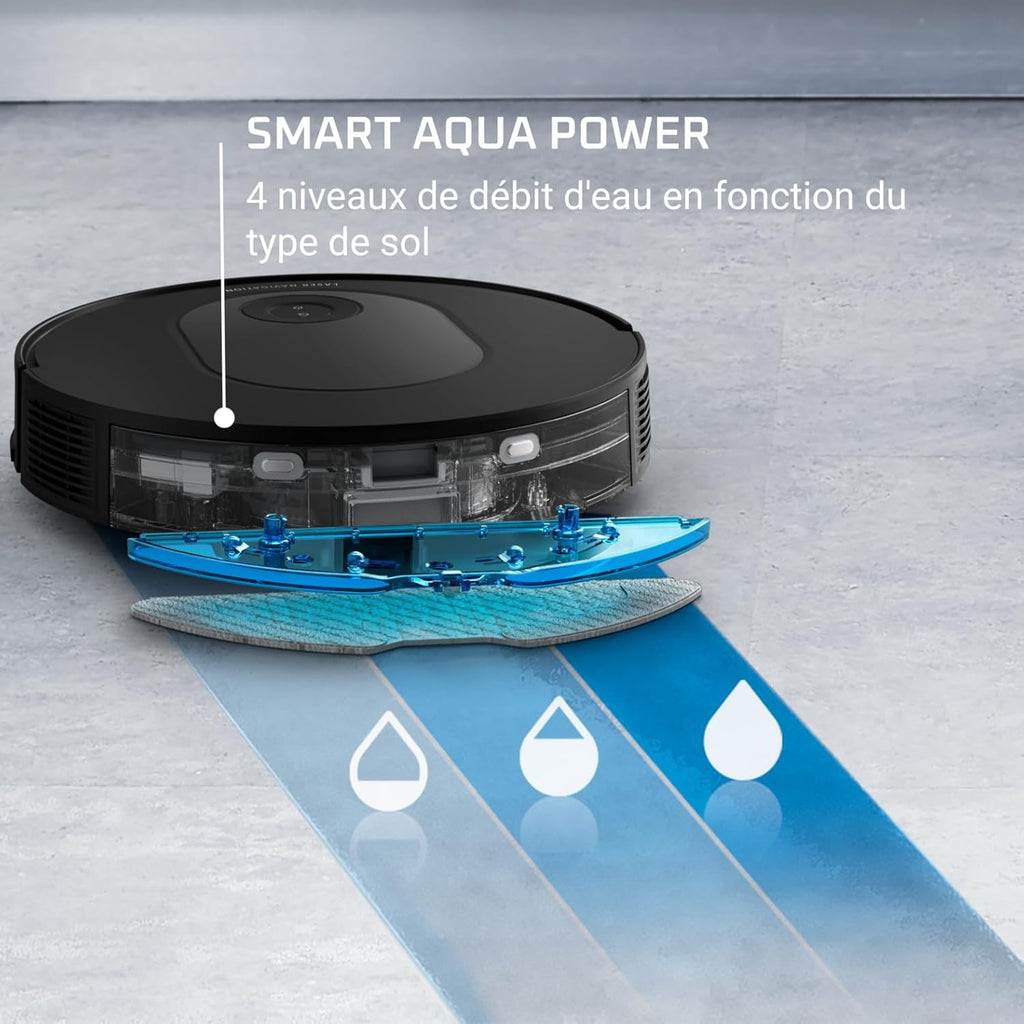 Rowenta X-Plorer Serie 65, Robot aspirateur Laveur, Technologie Laser, Nettoyage méthodique, Design Ultra Fin RR8L65WH, Noir